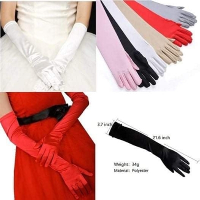 Picture of Cosplay Party Stage Performance Women Full Finger Shine Long Velvet Gloves