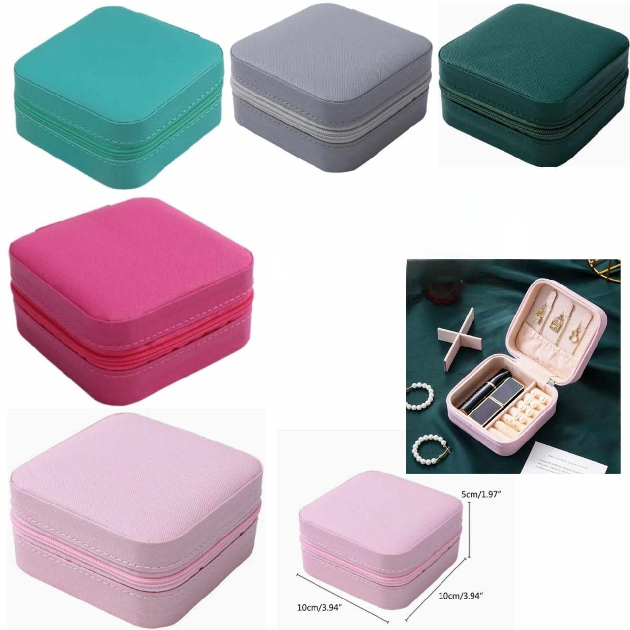 Picture of 1pcs Portable Jewelry Storage Box Travel Storage Organizer Jewelry Case Earrings Necklace Ring Jewelry Organizer