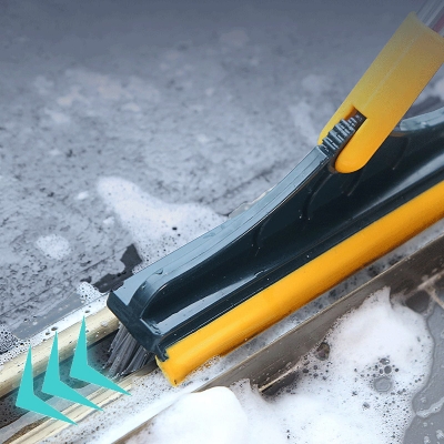 Picture of 2 in 1 Floor Scrub Brush, Magic Broom Brush Floor Brush Scrubber with Long Handle, Premium 120 Degree Rotating Removable Crevice Cleaning Brush with Squeegee - Multicolor