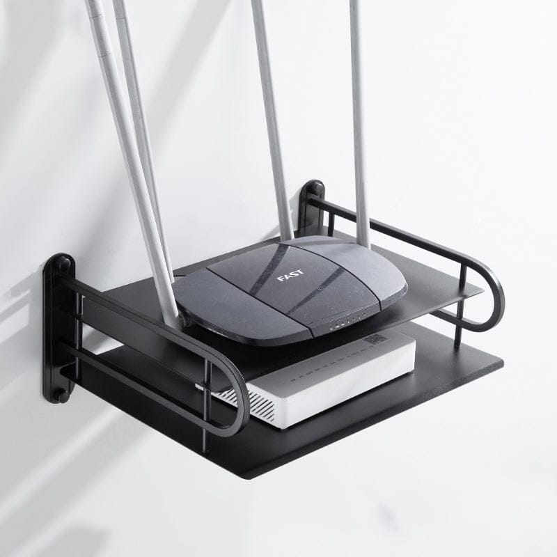 Picture of 2 layer Wall Mount Wifi Router Stand/TV Box Stand,Hanging Storage Organizer metal Stand - Black