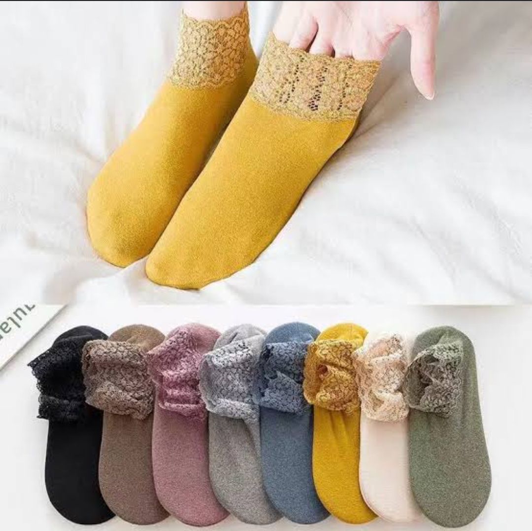 Picture of 1 Pairs Thick Casual Socks Low Tube Lace Hollow Anti-slip Sock Floor Socks For Women