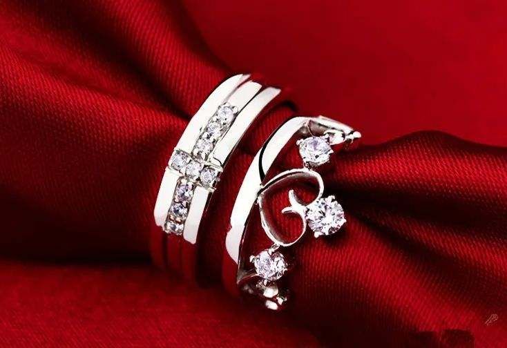 Picture of 2pcs set Couple Ring Free Size Couple Rings