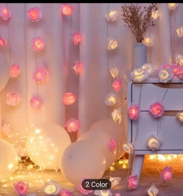 Picture of 40 pcs LED String Romantic Flower Lights Warm White Lighting LED Rose Flower Lights