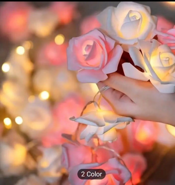 Picture of 40 pcs LED String Romantic Flower Lights Warm White Lighting LED Rose Flower Lights