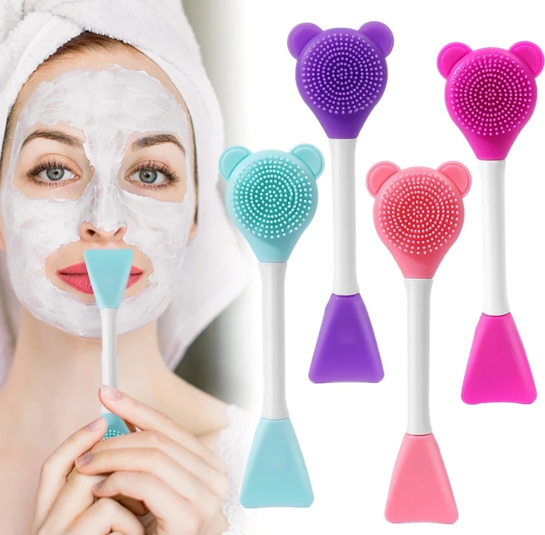 Picture of 1Pcs Silicone Bear Double Face Mask Brush Facial Cleansing Brush Strong Soft Material for Skin Care Beauty Makeup Tools - Multicolor