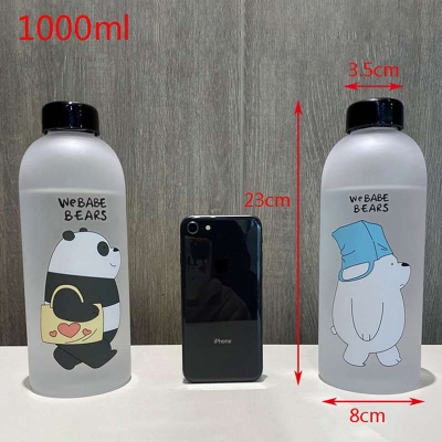Picture of Panda Transparent Water Bottles With Straw Frosted Protein Shaker Kawaii Large Capacity Drinking Utensils 1L