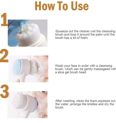 Picture of  Silicone Facial Cleansing Brush 3D Stand Pore Cleaning Face Wash Brush Cleansing Brushes Skin Care Tool