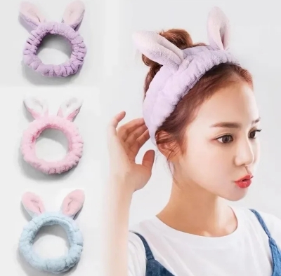 Picture of Korean Rabbit Cute Hair Band Wide-sided Face Wash Headband Sports Headband Bangs Headband 1pcs - Multicolor - Free Size
