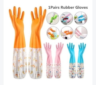 Picture of High Quality Silicone Dish Washing Kitchen Hand Gloves (Multicolor) - Multicolor