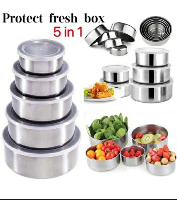 Picture of Protect Fresh Box 5 Pieces High Quality Stainless Steel Ware Set - Silver