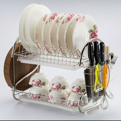 Picture of 2 Layer Dish Drainer Rack Stainless Steel - Silver