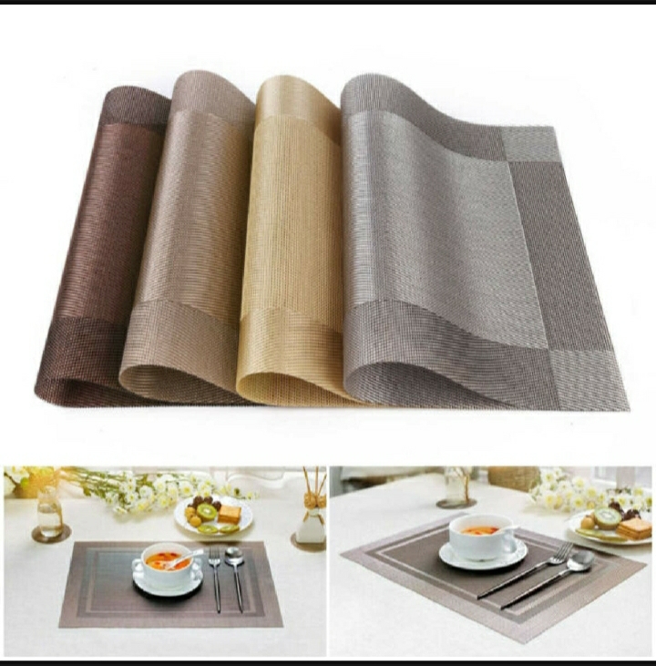 Picture of Table Mats Set of 6 Dinning Table Placemats PVC Rectangular Vintage Woven Washable Mats - Multicolor