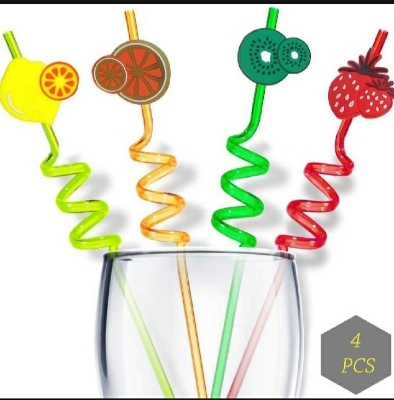 Picture of 4 pcs fruits straw set - Multicolor