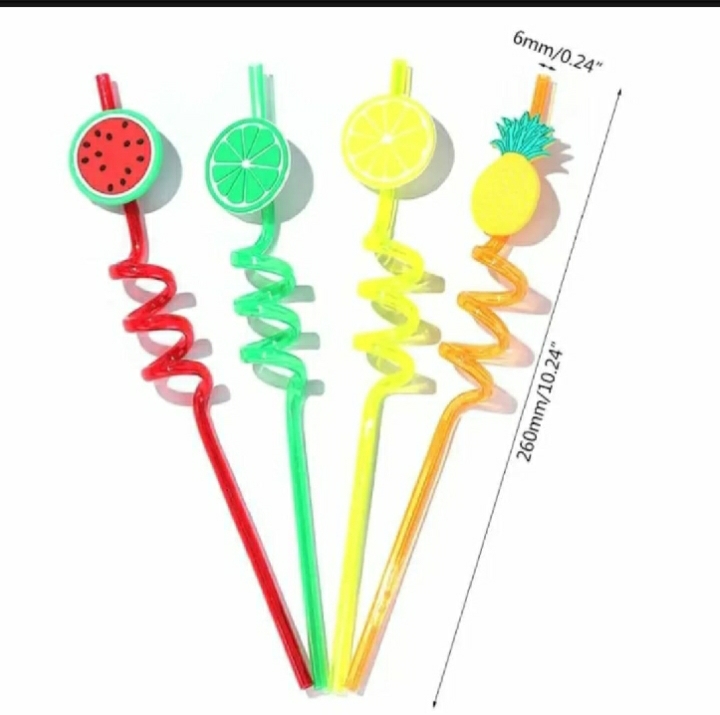 Picture of 4 pcs fruits straw set - Multicolor
