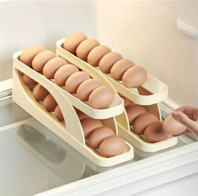 Picture of Automatic Roll-Down Double-Layer Egg Organizer, Automatic Scrolling Egg Dispenser Holder - Multicolor