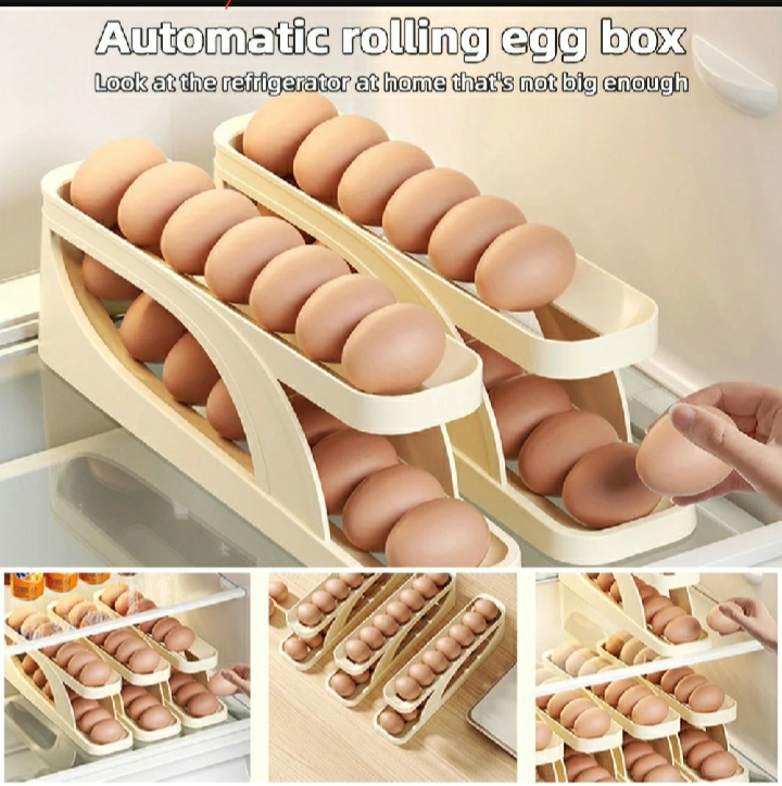 Picture of Automatic Roll-Down Double-Layer Egg Organizer, Automatic Scrolling Egg Dispenser Holder - Multicolor