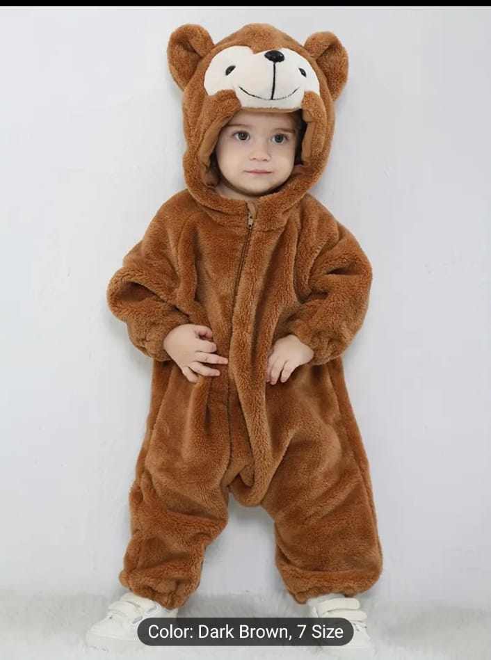 Picture of Baby Winter Bear Jumpsuit With Hood Girls Boys Snowsuits Warm Rompers Outfits 1to-4 years