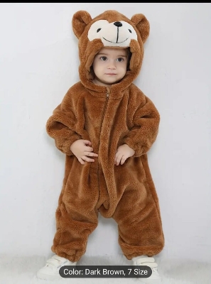 Picture of Baby Winter Bear Jumpsuit With Hood Girls Boys Snowsuits Warm Rompers Outfits 1to-4 years