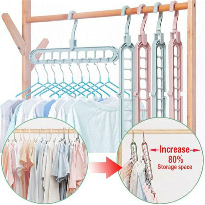 Picture of Rotating Magic Hanger / Multi-Function Folding Magic Cloth Hanger/ 9 Holes Hanger - Multicolor