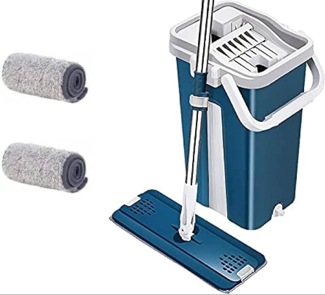 Picture of Automatic Squeeze Mop with Bucket Set 360 Rotating Floor Wash Household Cleaning Flat Mops Wet or Dry Use Home Cleaner Accessories - Multicolor