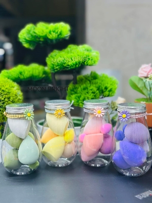 Picture of 6pcs Makeup Sponges  Beauty Blender Makeup Puff Set With Bottle - Multicolor