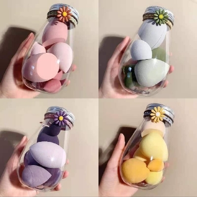 Picture of 6pcs Makeup Sponges  Beauty Blender Makeup Puff Set With Bottle - Multicolor