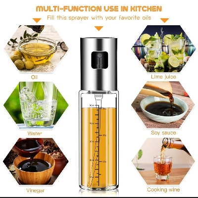 Picture of 100ml Olive Oil Sprayer | Transparent Food-grade Glass Oil Mister, Portable Cooking Oil Spray Vinegar Bottle Oil Dispenser for Kitchen, BBQ, Making Salard, Baking, Roasting, Grilling, Frying