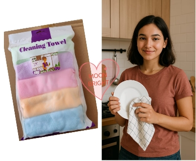Picture of Soft 5 Pcs Dish Cleaning Towel Set – 11x11 inch | Super Absorbent & Quick Dry | Kitchen Use - Multicolor