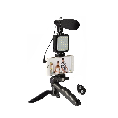 Picture of Ay-49 Phone Vlog Tripod Vlogging Kits Live Selfie Fill Light Integration With Remote Control Microphone Light Light - Ring Light