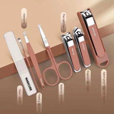 Picture of 7 in 1 Nail Clippers Set, 7pcs Manicure & Pedicure Tools, Stainless Steel Nail Cutter Kit for men and women with Protective Case, Travel Grooming Kit for Facial, Cuticle and Nail Care