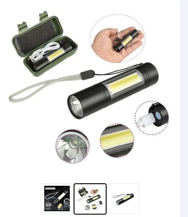 Picture of Rechargeable Flashlight Torch LED USB Portable Torch 3 Modes Mini Camping Lighting Torch Light