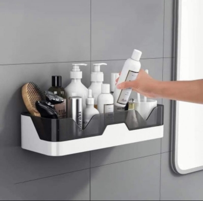 Picture of Bathroom Rack Without Punching Wall-mounted Kitchen Bathroom Sink Toilet Wall Cosmetics Storage for Washroom Toilet Kitchen-New Canvas - Multicolor