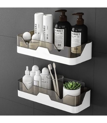 Picture of Bathroom Rack Without Punching Wall-mounted Kitchen Bathroom Sink Toilet Wall Cosmetics Storage for Washroom Toilet Kitchen-New Canvas - Multicolor