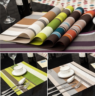 Picture of 6 Pcs Placemat Fashion PVC Dining Table Mat Plate Pads Bowl Pad Coasters Table Cloth Pad Mats - Multicolor