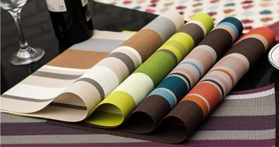 Picture of 6 Pcs Placemat Fashion PVC Dining Table Mat Plate Pads Bowl Pad Coasters Table Cloth Pad Mats - Multicolor
