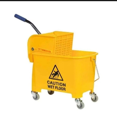 Picture of yellow single bucket plastic cleaning commercial mop bucket floor cleaning - Multicolor