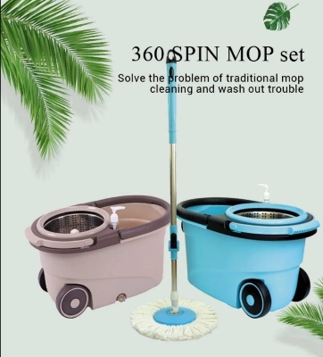 Picture of Make Cleaning a 360-Degree Floor Cleaning Spin Mop with Wheels & Mop Bucket Set with Removable Basket-Unique Choice For Household Cleaning 1pcs - Multicolor