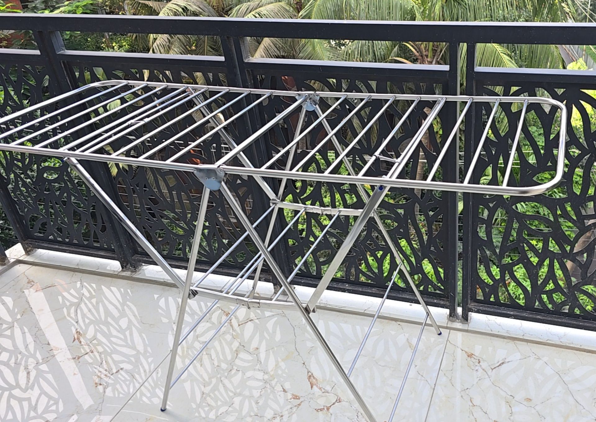 Picture of Feet Stainless Steel Folding Cloth Drying Stand | Heavy Duty Laundry Rack   Indoor & Outdoor Use - Silver