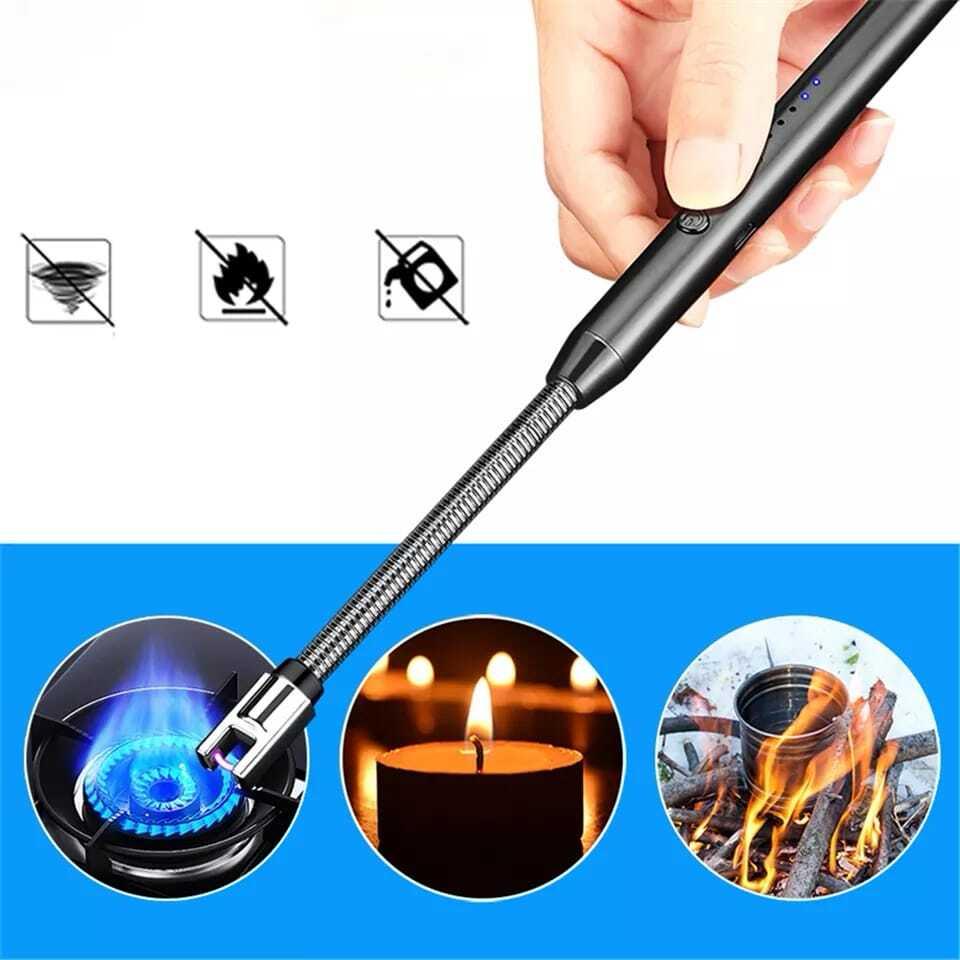 Picture of USB Rechargeable Flameless Electric Plasma Arc Lighter – Windproof Long Neck Lighter for Candle Lighting, Stove, and Grill - Multicolor