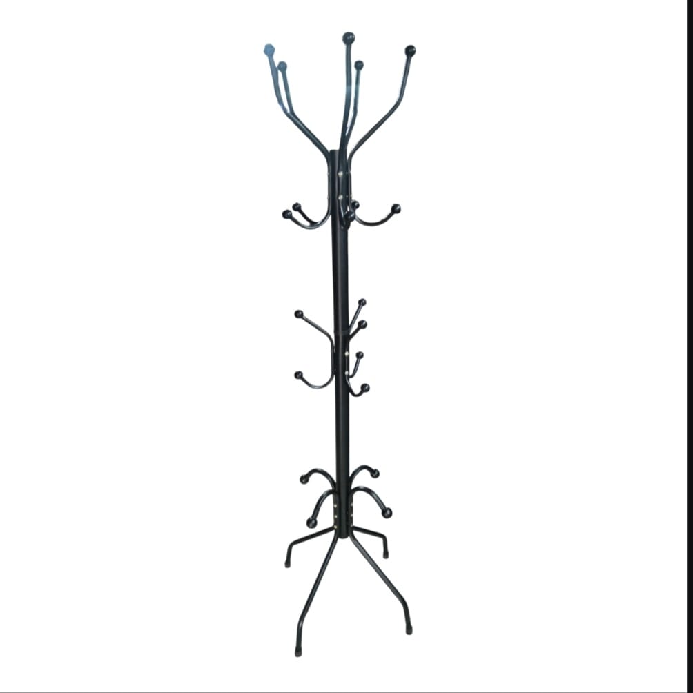 Picture of Premium Metal Coat & Hat Stand Rack with Multi Hooks (Black) - Black