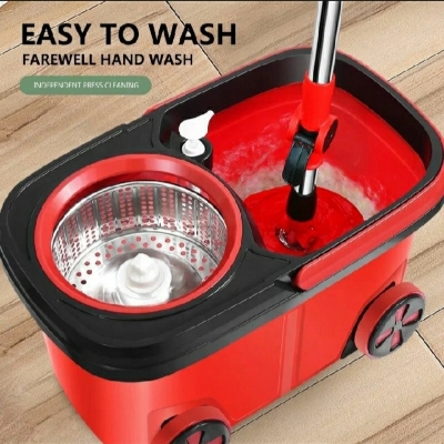 Picture of 360° Smart Spin  BMW  Mop Bucket Set with Extra Pad & Hard-stain cleaning brush - Red