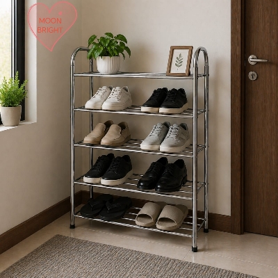 Picture of 5 & 6 Layer Stainless Steel Shoe Rack for Home & Office - Silver
