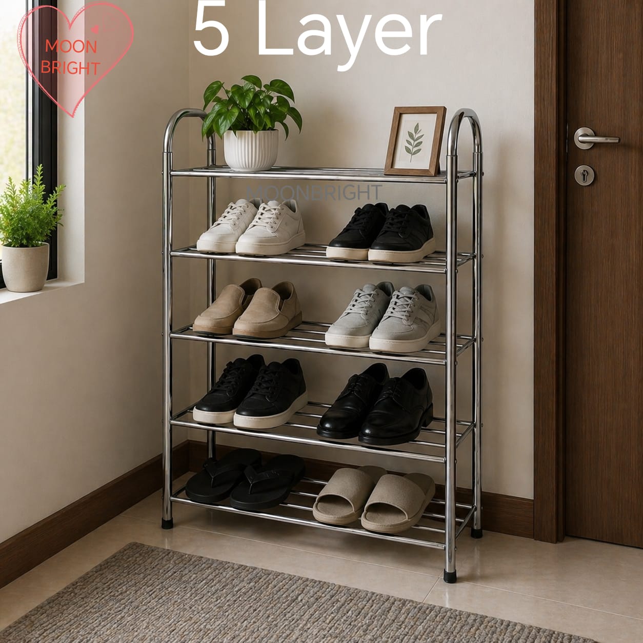 Picture of 5 & 6 Layer Stainless Steel Shoe Rack for Home & Office - Silver