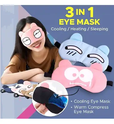 Picture of Sleeping Eye Mask Soft Padded Sleep Travel Shade Cover with Cooling Gel Pad Travel Rest Eye Shade Cover Blindfold
