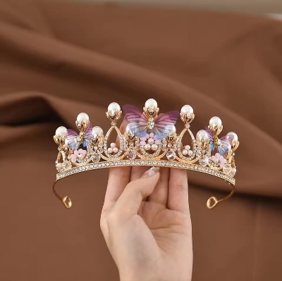 Picture of Women Elegant Wedding Bride Crown Headwear Rhinestone Tiaras Cute Head Pin Gift