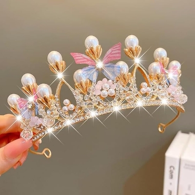 Picture of Women Elegant Wedding Bride Crown Headwear Rhinestone Tiaras Cute Head Pin Gift