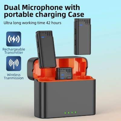Picture of Jmary MW-16 2..4G Wireless Dual 3 in 1 Wireless Lapel Microphone For 3 in 1 Mic For iPhone Mobile & Camera