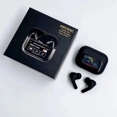 Picture of Airpods A9 pro TWS Bluetooth Headphones Wireless Earbuds Touch Screen Display with Earbuds - Black Black