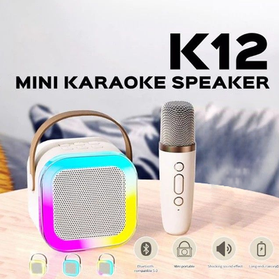 Picture of K12 Speaker Bluetooth Audio with Microphone Small Home KTV Karaoke Microphone Professional Children Singing Bluetooth Speaker Column for Children Family - Rokomari Ponner Hat Single Speaker