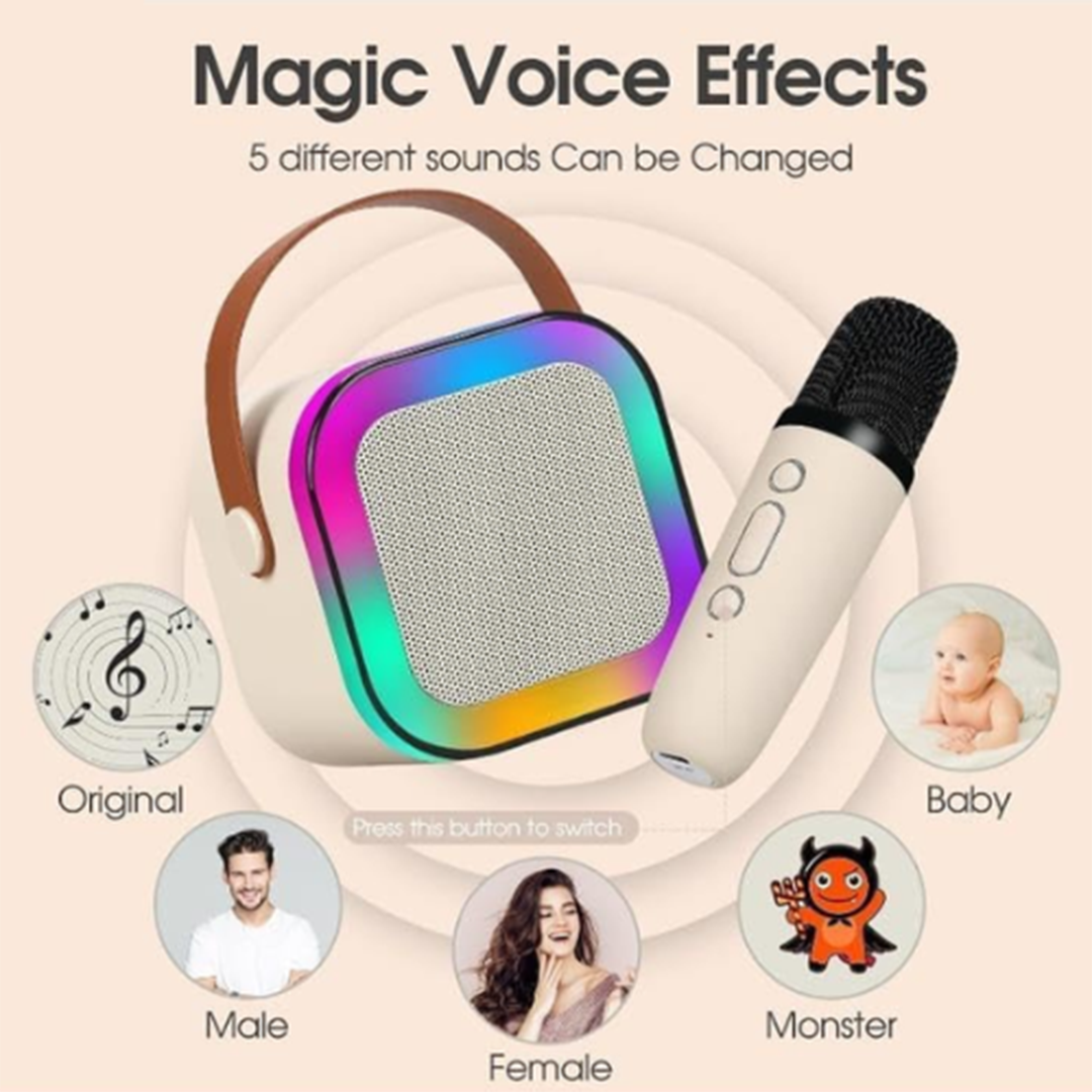 Picture of K12 Speaker Bluetooth Audio with Microphone Small Home KTV Karaoke Microphone Professional Children Singing Bluetooth Speaker Column for Children Family - Rokomari Ponner Hat Single Speaker